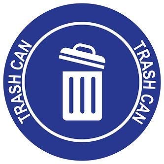 "Trash Can" Durable Laminated Vinyl Floor Sign- Sign by Graphical Warehouse- 5S Safety and Security Signage, Visual Communication Tool (16", Blue/White)