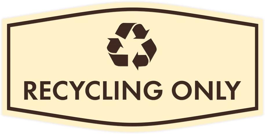 Fancy Recycling Only Sign (Ivory/Dark Brown) - Small
