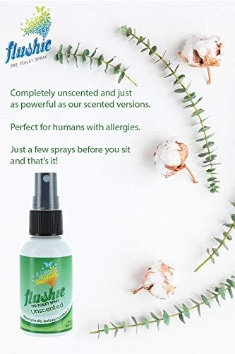 Flushie Pre-Toilet Spray for Poop Travel Size Toiletries Bathroom Spray for Poop Spray for Toilet Deodorizer Traveling Essentials Poop deodorizer Poop Odor eliminator 4oz (Unscented, 3 Pack)