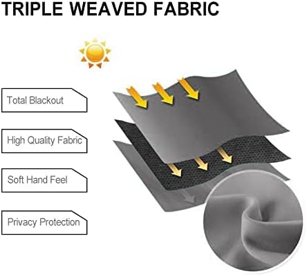 DWCN French Door Curtains – Rod Pocket Thermal Blackout Curtain for Doors with Glass Window, Kitchen and Patio Doors for Privacy, 54 X 40 Inches Long, 1 Curtain Panel with Tieback, Grey