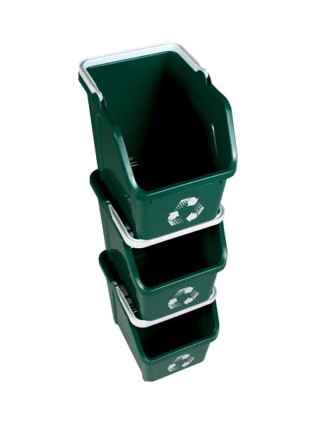 6 Gallon Stackable Recycling Bins for Homes, Garages, Offices Made of 100% Recycled Plastic - (Green, 20 Pack)