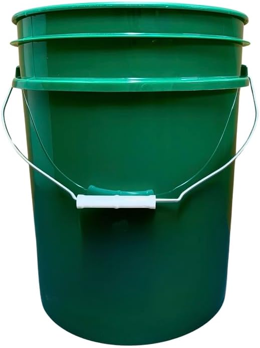 House Naturals 5 Gallon Premium HPDE Plastic Bucket - Made in USA Food Grade Storage Container, BPA Free All Purpose Pail (4, Dark Green)