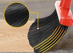 Upright Broom and Dustpan Set with Long Handle, Standing Dustpan with Broom Clip, Indoor Cleaning Set for Home