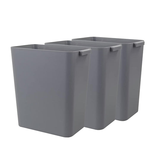 3-Pack Gray 4.5 Gallon Plastic Trash Can Wastebasket, Garbage Container Bin