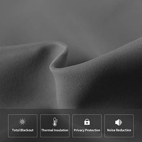 DWCN French Door Curtains – Rod Pocket Thermal Blackout Curtain for Doors with Glass Window, Kitchen and Patio Doors for Privacy, 54 X 40 Inch Length, 1 Curtain Panel with Tieback, Dark Grey