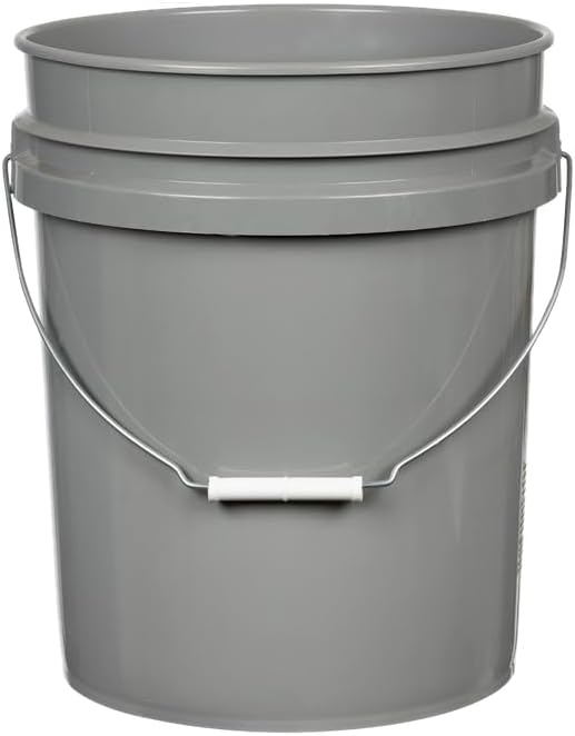 House Naturals 5 Gallon Premium HPDE Plastic Bucket - Made in USA Food Grade Storage Container, BPA Free All Purpose Pail (5, Gray)