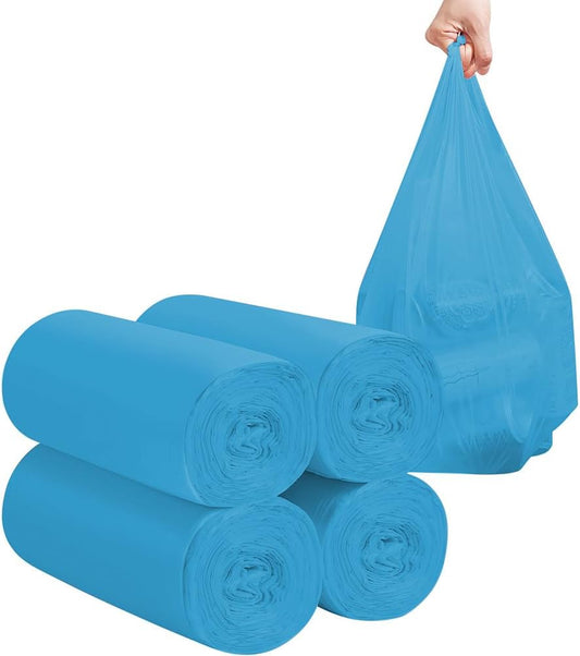 2-4 Gallon Portable Trash Bags,120 Counts Thicken portable Small Garbage Bags for Office, Kitchen,Bedroom Trash Can,Strong Trash Bags（Blue）