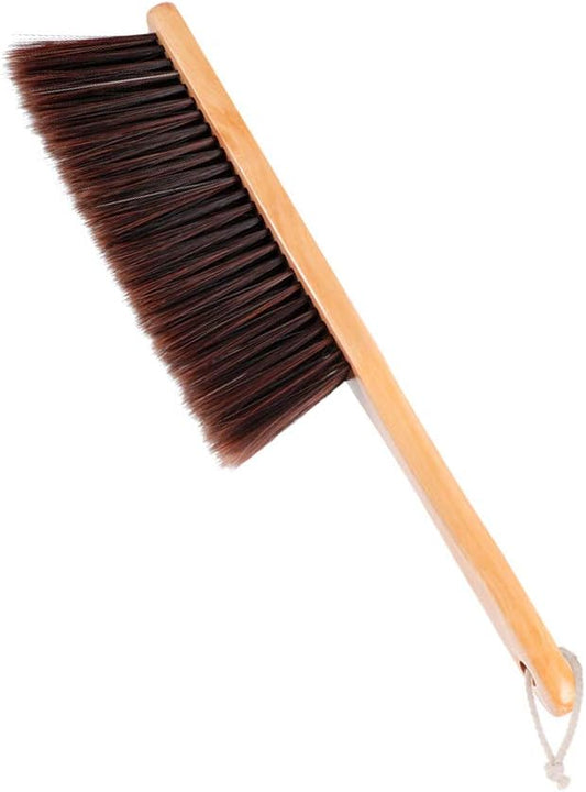 Hand Broom, Dust Brush, Horse Hair Brush with Wood Handle, Duster for Counter, Bench, Car, Furniture, Bed, Woodworking Cleaning