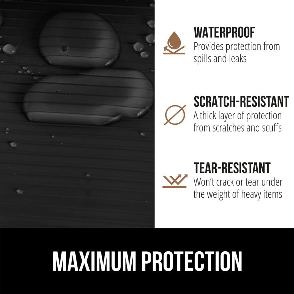 GORILLA GRIP DuraGuard Shelf Liner, 24x30 Non-Adhesive Cabinet Liners for Kitchen Drawers, Shelves, Refrigerator, Pantry Storage, Bathroom Closet, Durable Waterproof BPA Free Ribbed Plastic, Jet Black