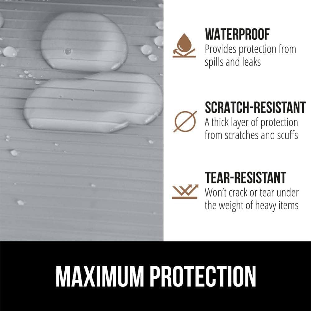 GORILLA GRIP DuraGuard Shelf Liner, 20x20 Non-Adhesive Cabinet Liners for Kitchen Drawers, Shelves, Refrigerator, Pantry Storage, Bathroom Closet, Durable Waterproof BPA Free Ribbed Plastic, Lt Gray