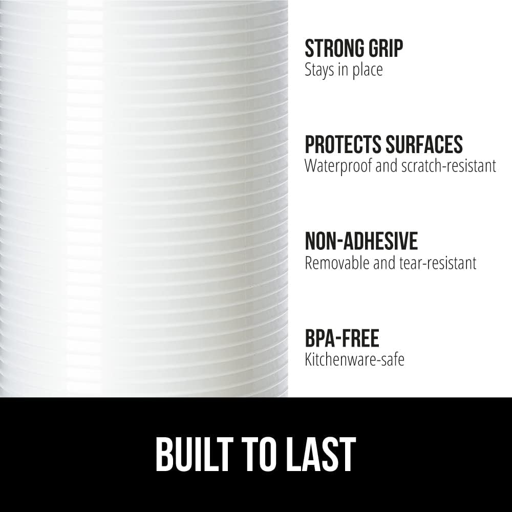 GORILLA GRIP DuraGuard Shelf Liner, 20x20 Non-Adhesive Cabinet Liners for Kitchen Drawers, Shelves, Refrigerator, Pantry Storage, Bathroom Closet, Durable Waterproof BPA Free Ribbed Plastic, Clear