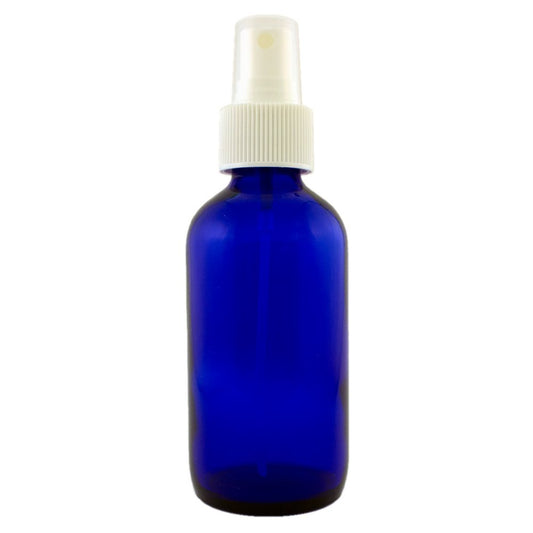 4 fl oz Cobalt Blue Glass Bottle with White Spray Cap (12 Pack)