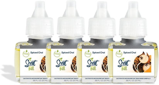 Scent Fill Spiced Chai Plug in Air Freshener, 4 Scented Oil Refills