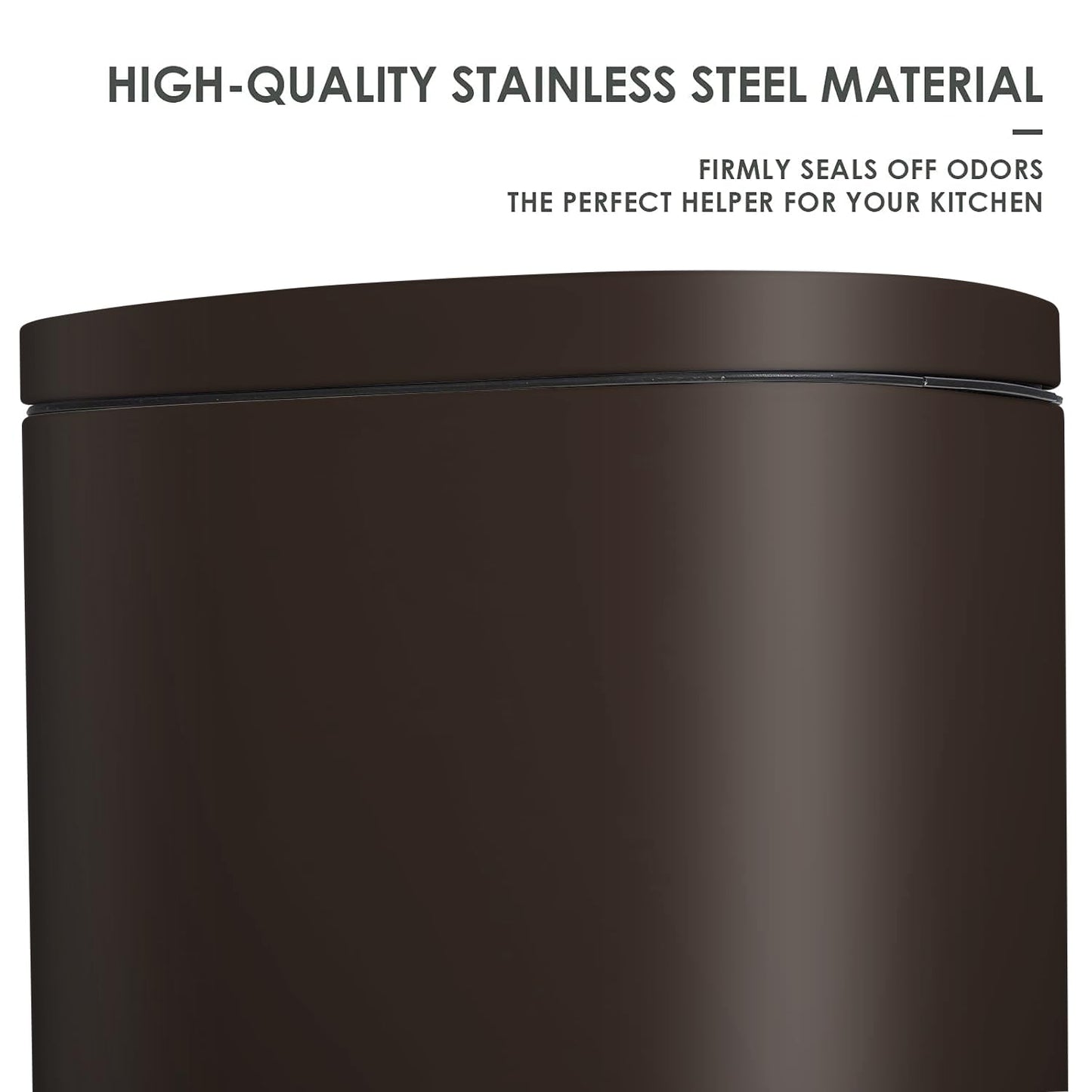 AthLike Trash Can, Stainless Steel Kitchen Garbage Can, Step Waste Bin with Hinged Lid and Removable Inner Bucket, Soft-Close, Dustbin for Bathroom Bedroom Living Room Home (Brown, 8 Gal)