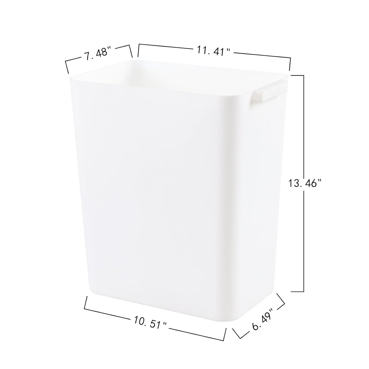3-Pack 4.5 Gallon Plastic Rectangular Wastebasket, White Slim Trash Can