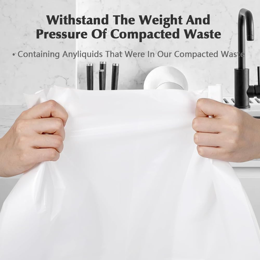 60-pack W10165294RB Trash Compactor Bags - leak-proof trash compactor bags for kitchen 60-ct 15 inches - Fits 15-inch Rectangular Drawer Compactors