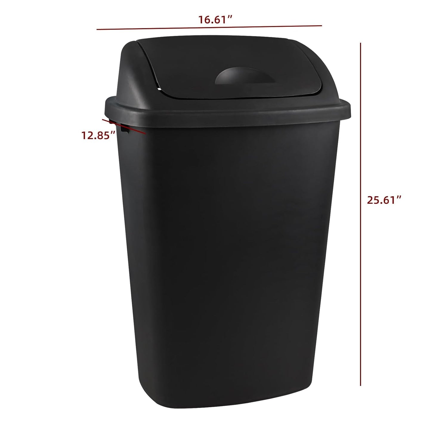 Zopnny 4-Pack Lidded Trash Can, 13 Gallon Black Plastic Garbage Bin with Lid for Office, Bedroom, Bathroom