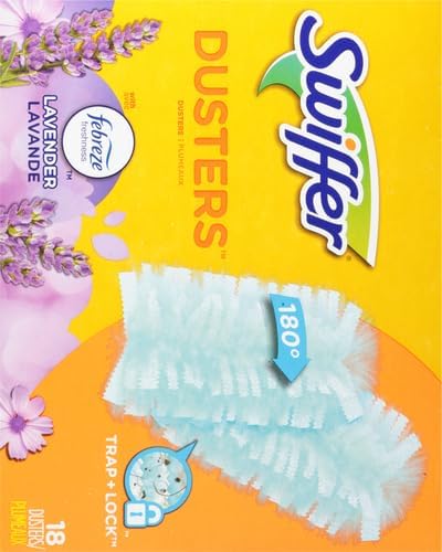 Swiffer Dusters Refill for Cleaning, Feather & Microfiber Duster Disposable Alternative, for Dusting Furniture, Blinds, Ceiling Fans, Walls, Helps Remove Allergens, Lavender, 18ct (Pack of 4)