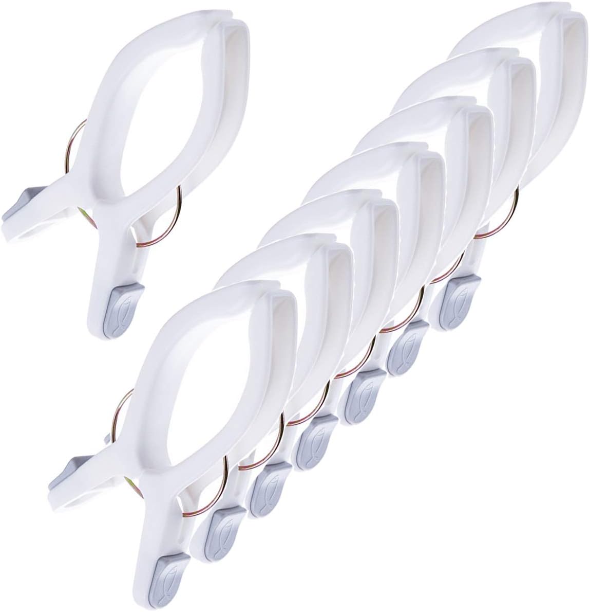 8 Pack Beach Towel Clips for Beach Chairs White Jumbo Size Towel Clamps Lounge Pool Chairs Plastic Clothes Pegs Hanging Clip Clamps Large for Cruise Vacation