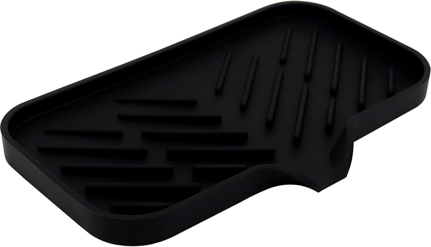 Yasmen Silicone Bathroom Soap Dishes, Sink Sponge Holder for Kitchen, Rubber Soap Dish with Drain, Shower Soap Sponge Tray, Sink or Counter Organizer, for Bar Soap, Bottle, Dish Soap Dispenser-Black