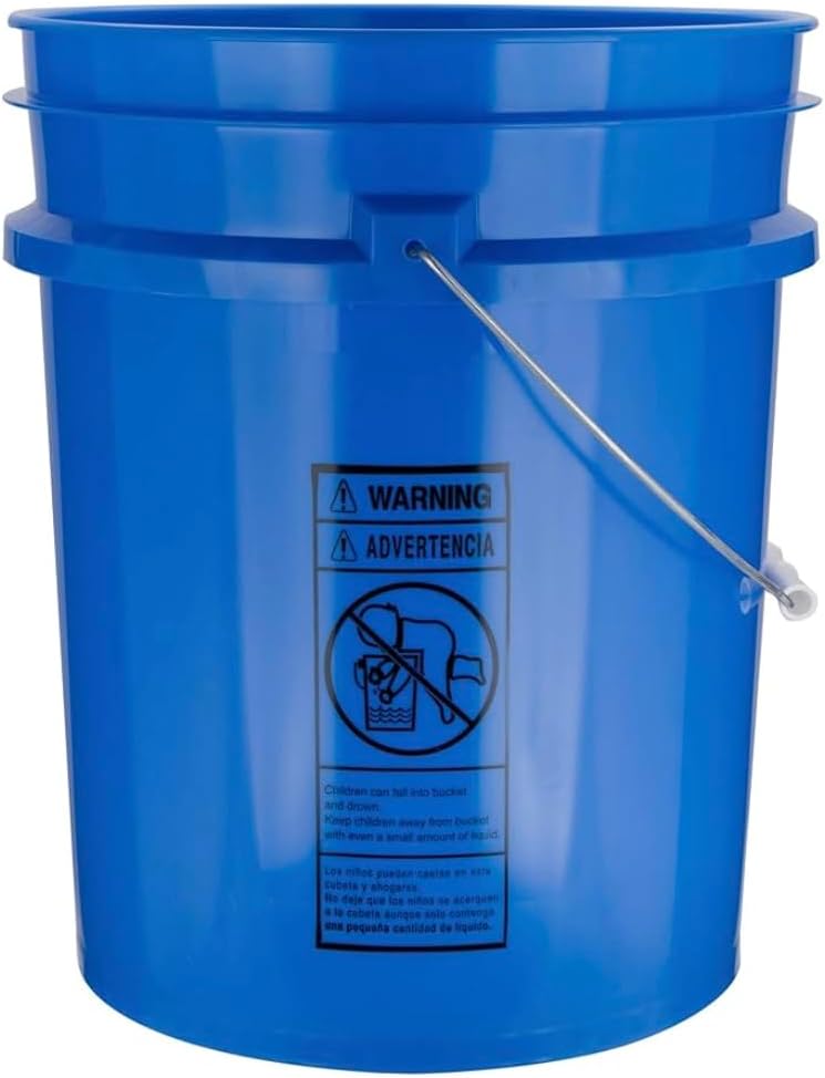 House Naturals 5 Gallon Premium HPDE Plastic Bucket - Made in USA Food Grade Storage Container, BPA Free All Purpose Pail (3, Blue)