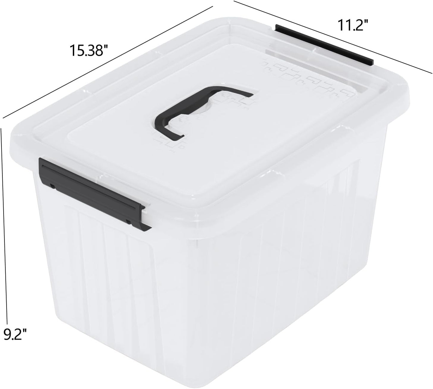 4 Packs 20 L Clear Plastic Storage Bins, Stackable Organizer Containers with Lids, Latching Box with Handle
