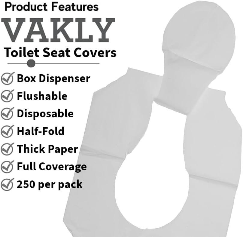1000 Paper Toilet Seat Covers - Thick Flushable Half-Fold Paper Disposable Toilet Seat Dispensers Cover Liners for Travel & Public Restroom Toilet Bowls (1000)