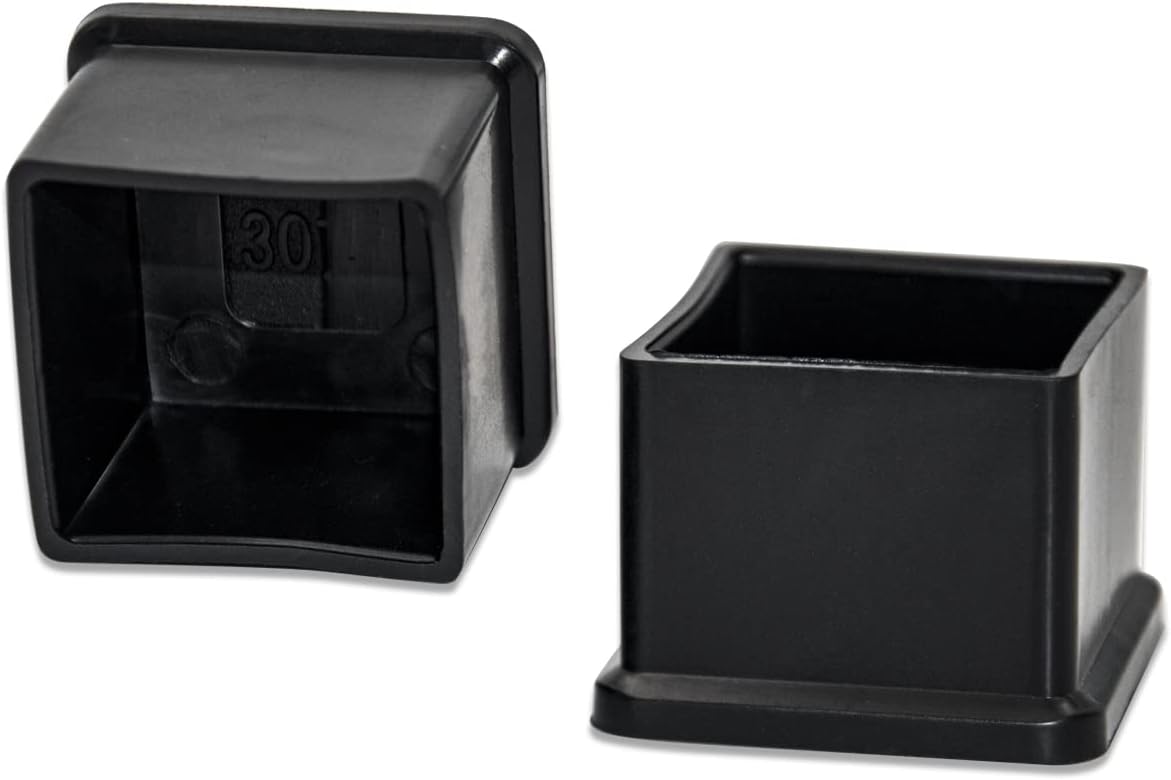 Flyshop Flexible Anti-Scratch PVC Patio Chair Table Leg Caps Tips Floor Protectors Square Furniture Covers, 20pcs, Black, 35 mm x 35 mm, 1-3/8" x 1-3/8"