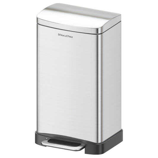 30 Liter/8 Gallon Step Trash Can with Inner Liner,Large Step Trash Bin with Silent Close Lid,Fingerprint Resistant Finish(Brushed Gray)