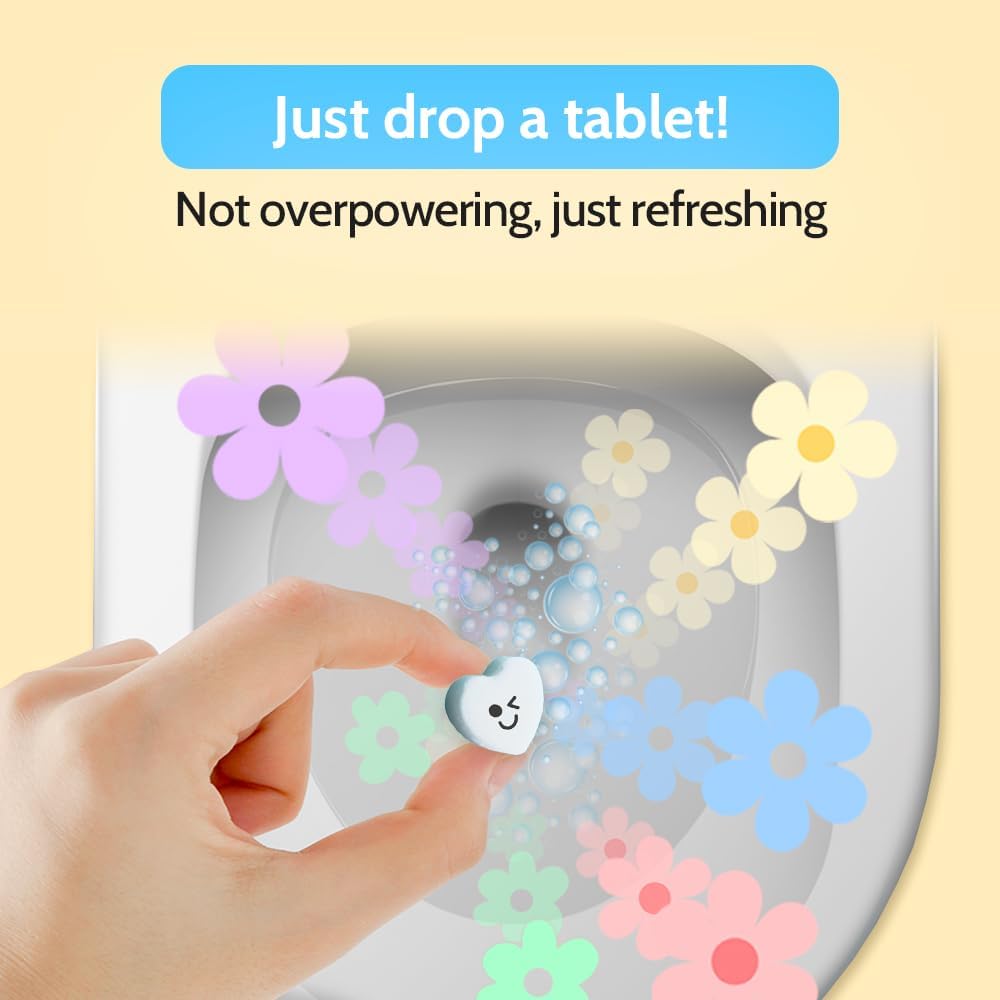Effervescent Bathroom Air Freshener - Floral Lavender - Toilet Deodorizer, Bathroom Odor Eliminator, Flushable Air Freshener Toilet Tablets, 2 Pack (60 Tablets)