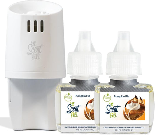 Scent Fill Pumpkin Pie Plug in Air Freshener, Scented Oil Refills, 2 Refills + Diffuser