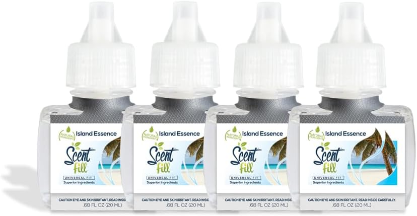 Scent Fill Island Essence Plug in Air Freshener, 4 Scented Oil Refills
