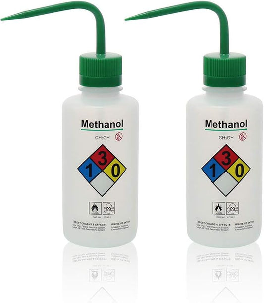 2pcs of Safety Wash Bottles, Vol.500ml 17oz, Methanol Wash Bottle, LDPE Material, LVM002