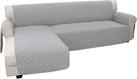 Easy-Going L Shape Sofa Slipcover - Reversible Couch Cover - Furniture Protector for Pets - Small, Light Gray