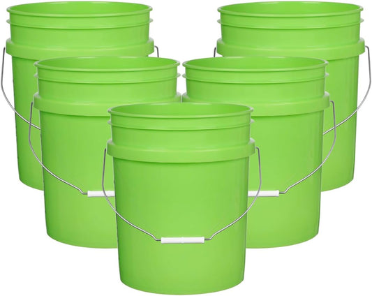 House Naturals 5 Gallon Premium HPDE Plastic Bucket - Made in USA Food Grade Storage Container, BPA Free All Purpose Pail (5, Lime)