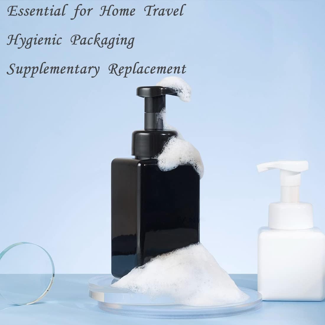 Foaming Soap Dispenser, 450ml(16oz) Refillable Modern Square Pump Bottle for Shampoo, Body Wash, Liquid Soap, PETG Plastic Empty Soap Dispenser for Kitchen, Bathroom, Hospital. 2 Pcs (Brown)