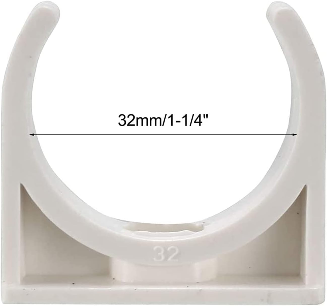 30 Pcs U-Shaped PVC Water 32mm Pipe Clamps Clips, U-Shaped Buckles Fit for 1-1/4" (32mm) Water Pipes and TV Trays Tubing Hose Hanger Support Pex Tubing （White 32mm）