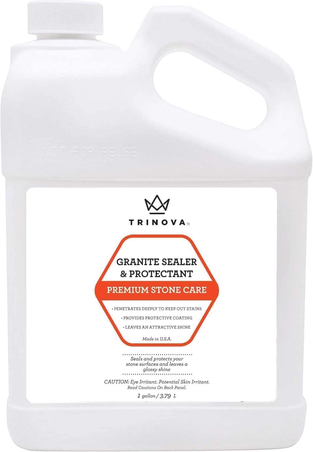 TriNova Granite Sealer & Protector Gallon Refill- Made in USA, Best Stone Polish, Protectant & Care Product - Easy Maintenance for Clean Countertop Surface, Marble, Tile