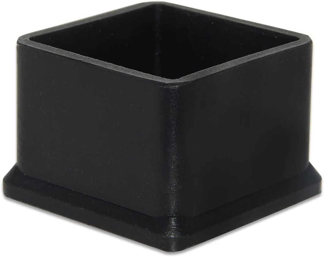 Flyshop Durable Non-Marking Silicone Chair Leg Caps Tips Floor Protectors Square Furniture Table Leg Covers, 20pcs, Black, 40 mm x 40 mm, 1-9/16" x 1-9/16"