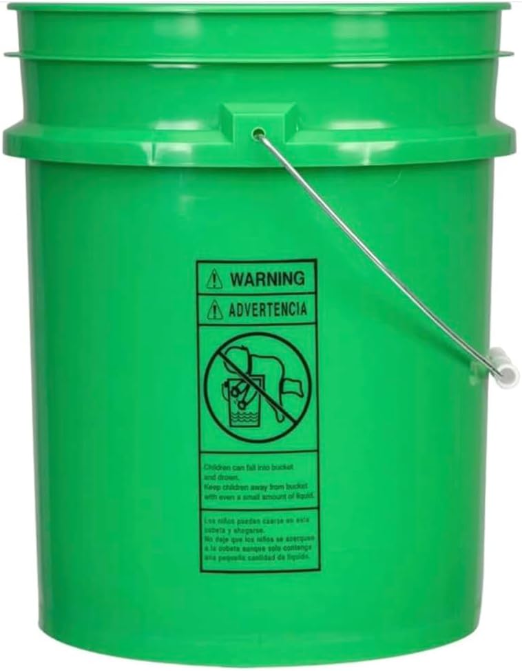 House Naturals 5 Gallon Premium HPDE Plastic Bucket - Made in USA Food Grade Storage Container, BPA Free All Purpose Pail (2, Green)