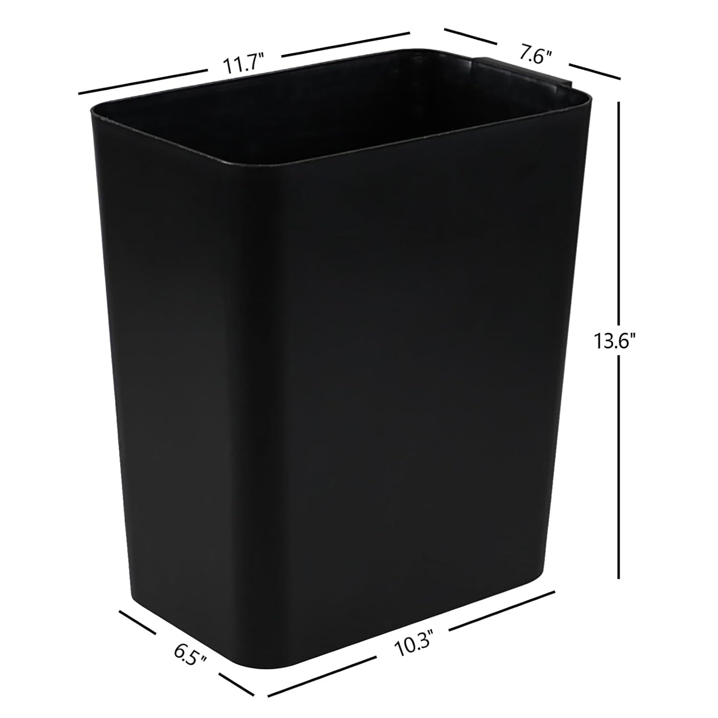 3-Pack 4.5 Gallon Plastic Small Trash Can Wastebasket, Black Garbage Container Basket