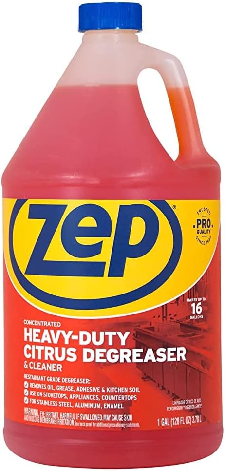 Zep Heavy-Duty Citrus Degreaser Refill - 1 Gallon (Case of 2) ZUCIT128 - Professional Strength Cleaner and Degreaser, Concentrated Pro Formula