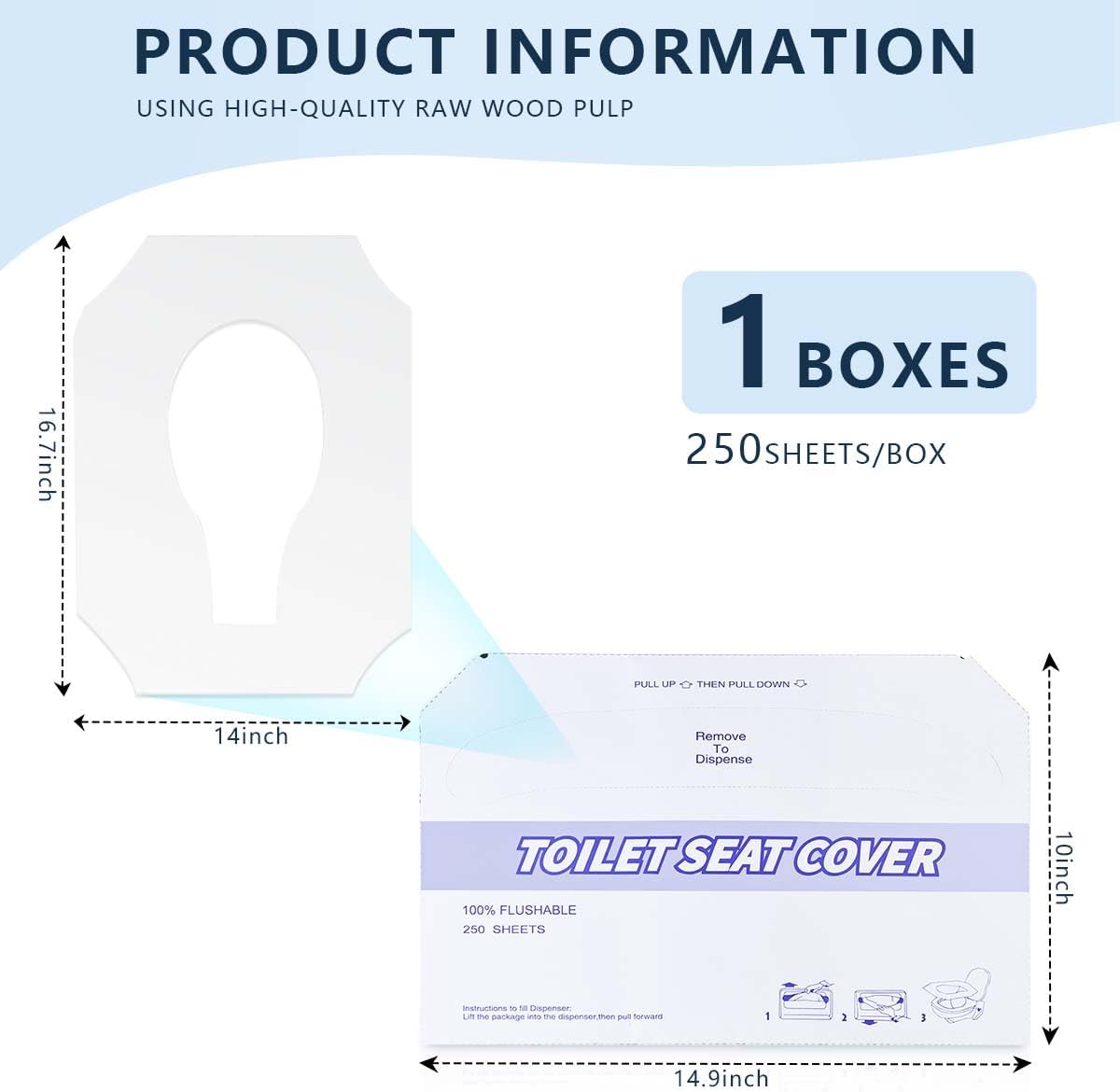 1 Pack (250 Pieces) Disposable Toilet Seat Covers Flushable Paper Toilet Seat Cover for Bathroom, Hotels, Travel, Kids or Adults