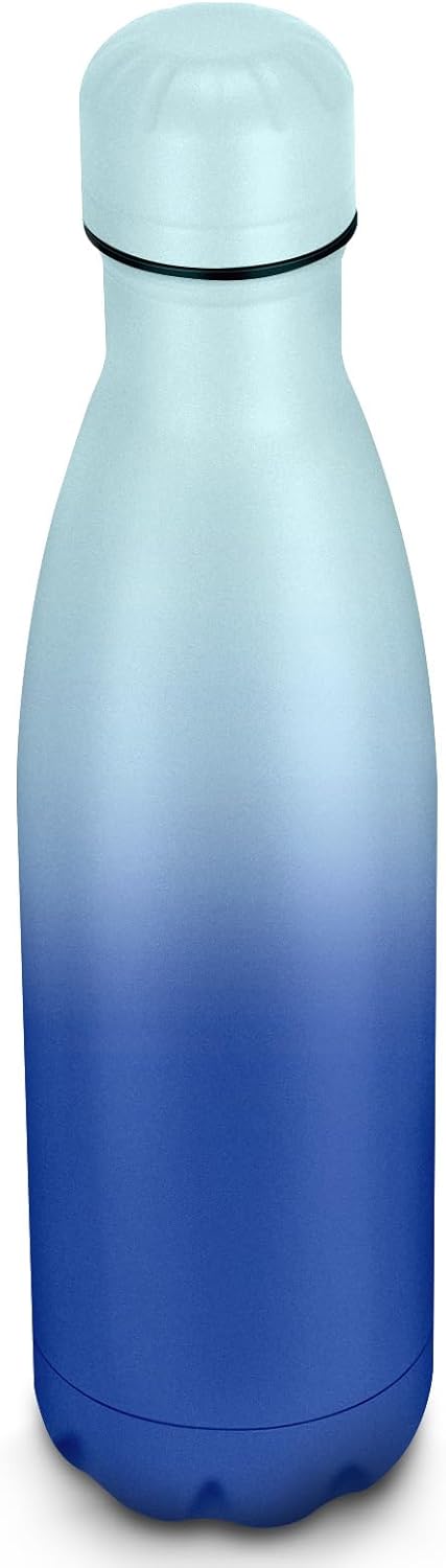 17oz Cola-Bottle Shaped Stainless Steel Leak-proof Water Bottle,Double Wall Vacuum Insulated Metal,Travel Mug For Sports Indoors & Outdoors,BPA-Free Kids Flasks,Green Blue(1 Pack)