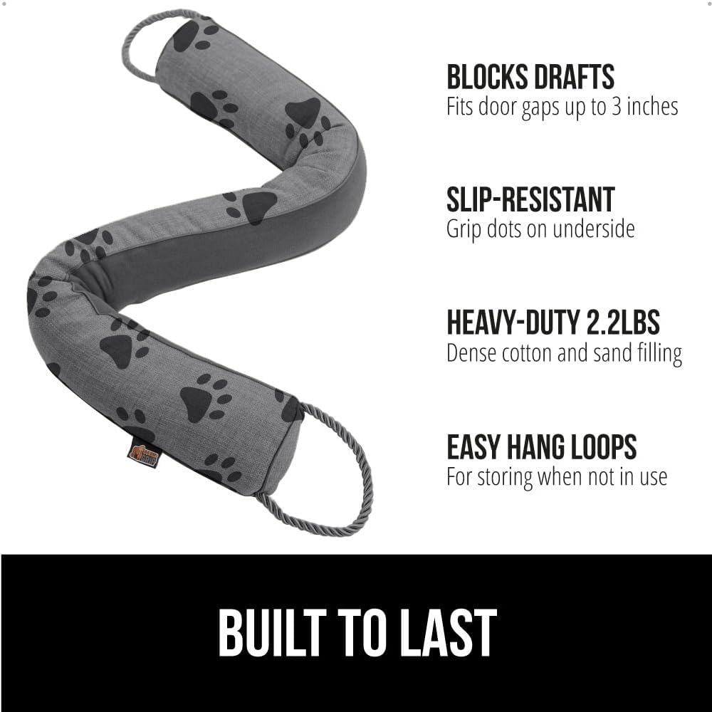 GORILLA GRIP Door Draft Stopper for Bottom of Doors, Weather Stripping Seal Blocks Hot Air, Noise, Bugs, Keeps Cold AC in, Sound Proofing Easy Install Gap Filler, Home Essentials, 34 Inch, Paws