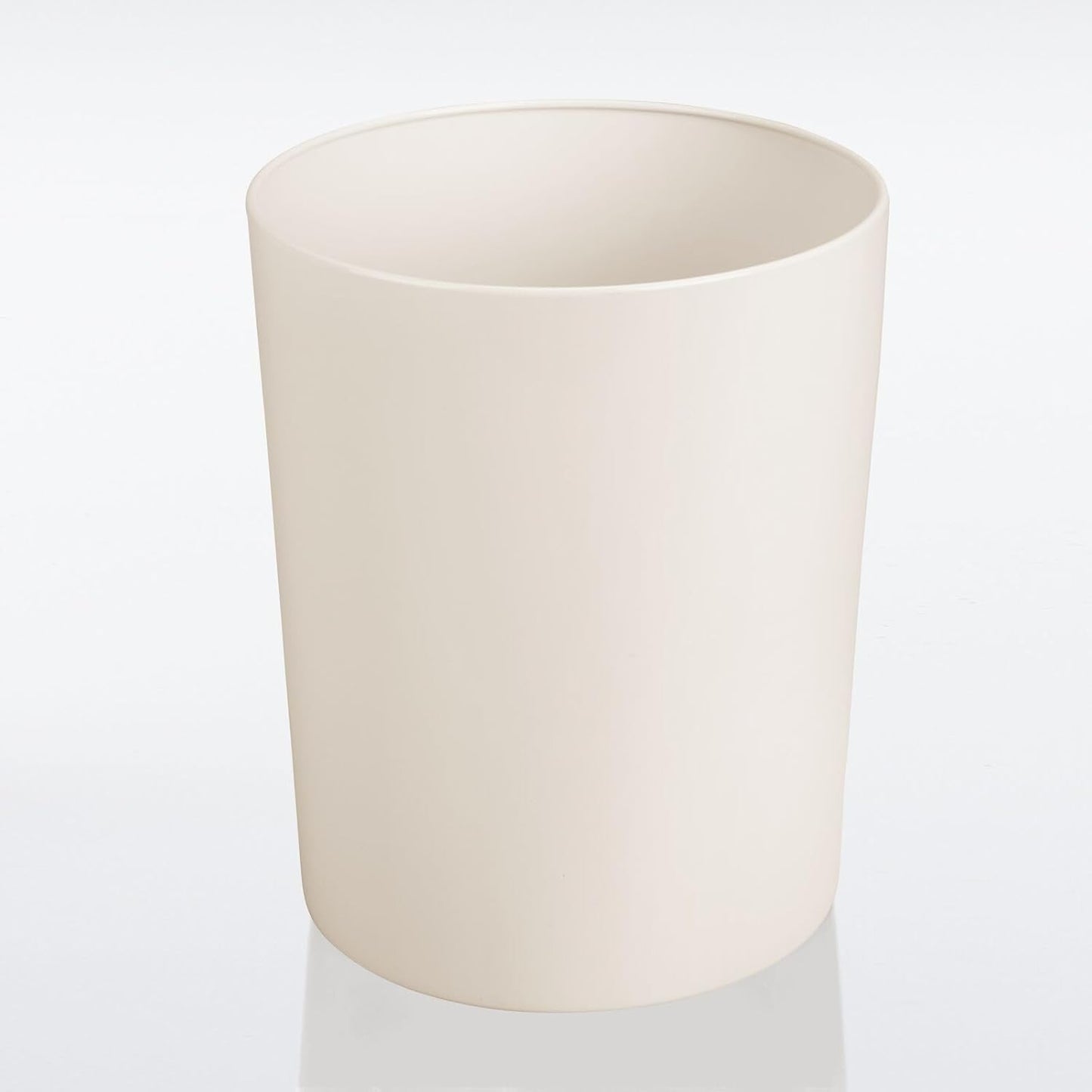 mDesign Round Metal Small 1.7 Gallon Recycle Trash Can Wastebasket, Garbage Container Bin for Bathrooms, Kitchen, Bedroom, Home Office - Durable Stainless Steel - Mirri Collection - Cream/Beige