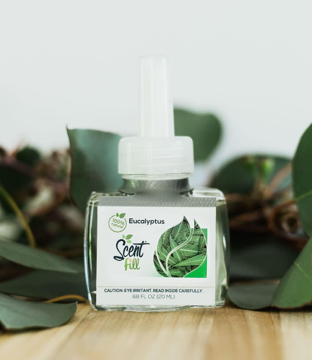 Scent Fill 100% Natural Eucalyptus Plug in Air Freshener, Scented Oil Refills, 3 Refills