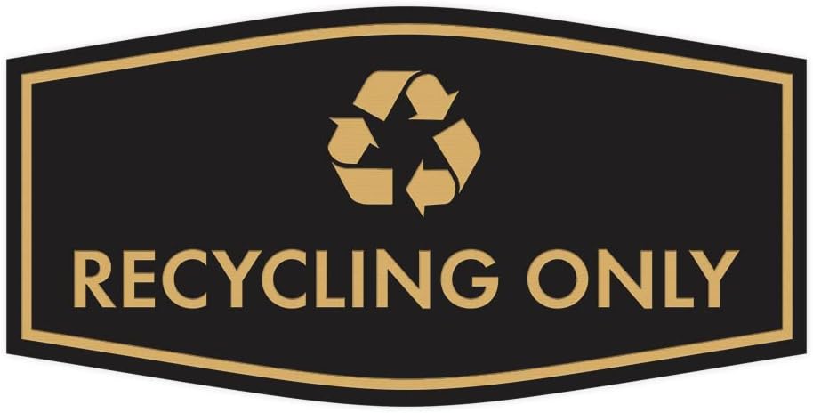 Fancy Recycling Only Sign (Black/Gold) - Small