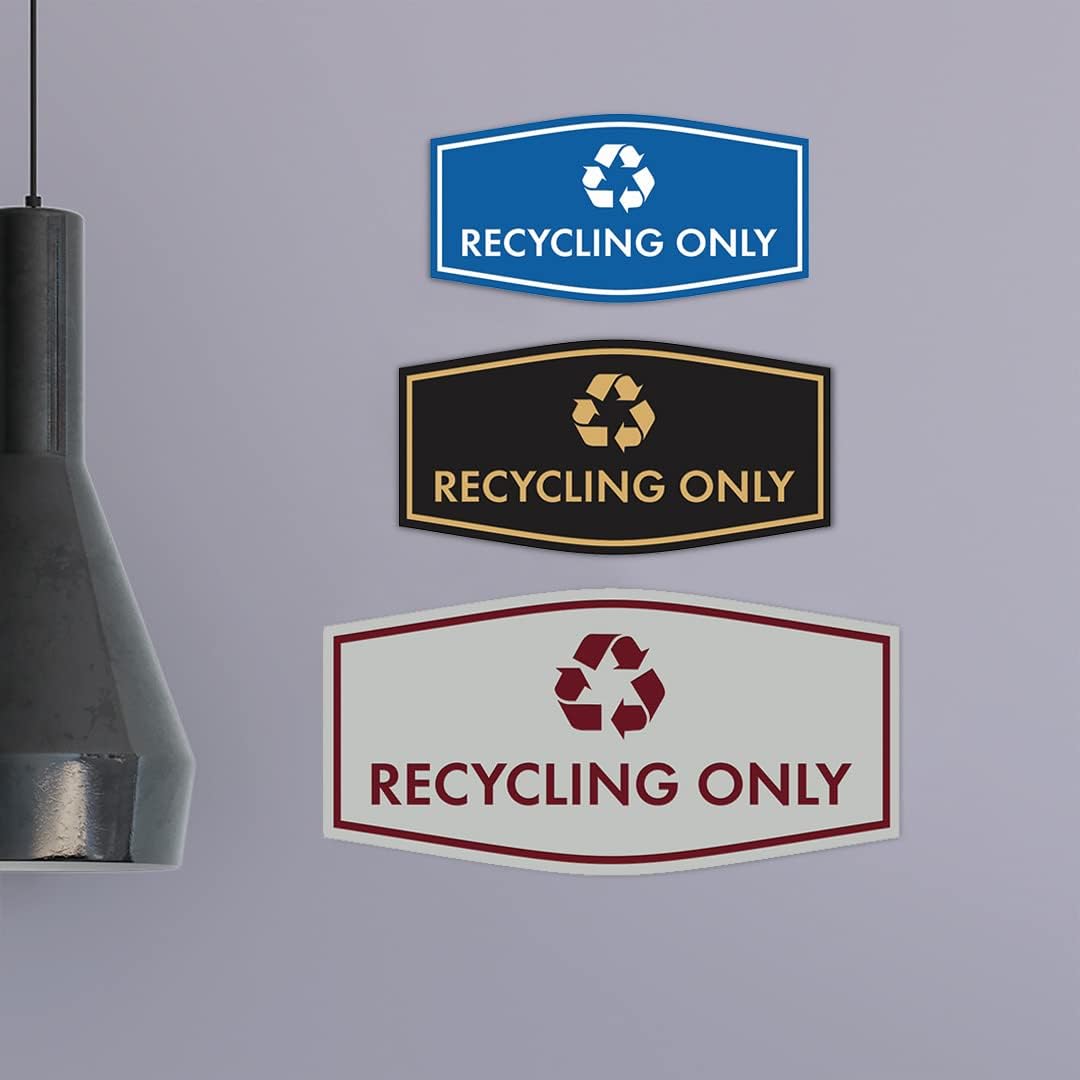 Fancy Recycling Only Sign (Navy Blue/Gold) - Small
