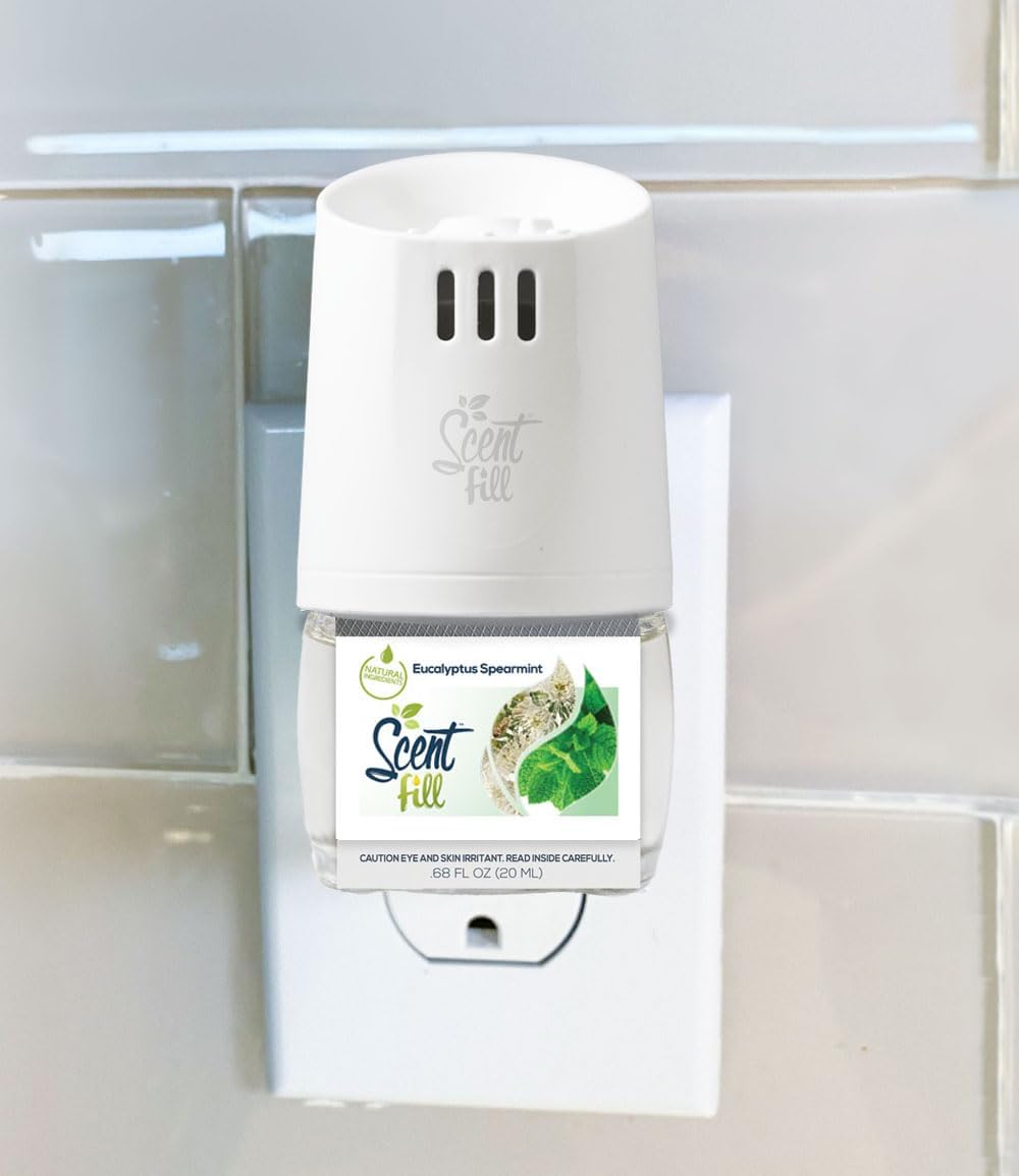 Scent Fill Eucalyptus Spearmint Plug in Air Freshener, 4 Scented Oil Refills